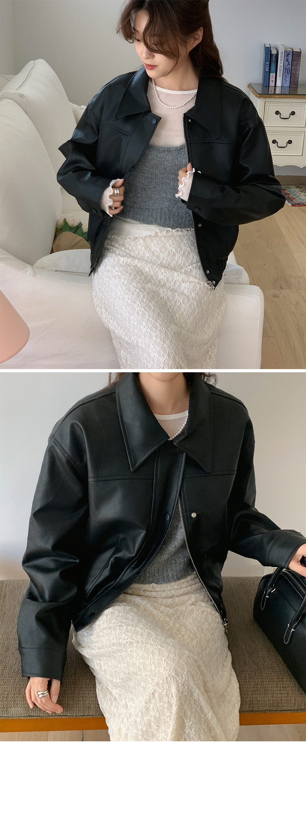 [단독기획] 파벨 블루종 레더 자켓 - 3color 상세 이미지 24