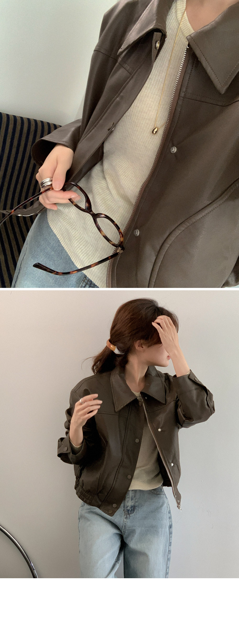 [단독기획] 파벨 블루종 레더 자켓 - 3color 상세 이미지 15