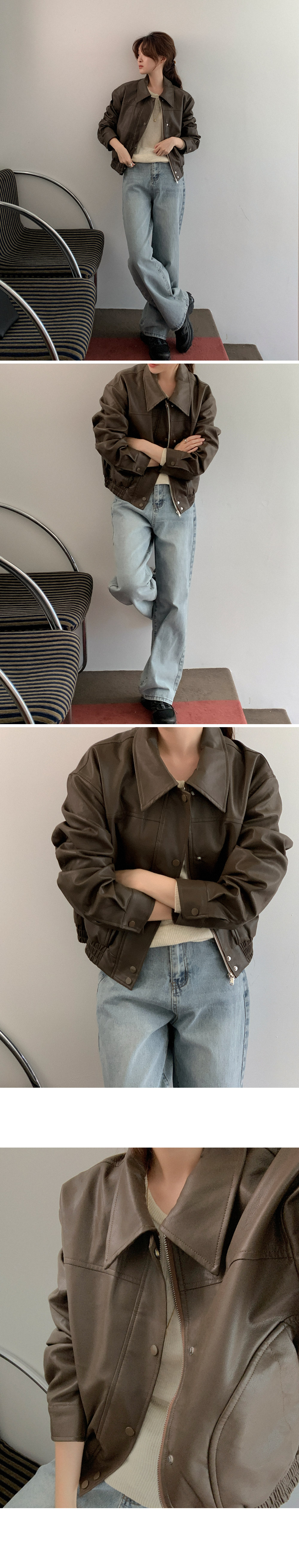 [단독기획] 파벨 블루종 레더 자켓 - 3color 상세 이미지 8