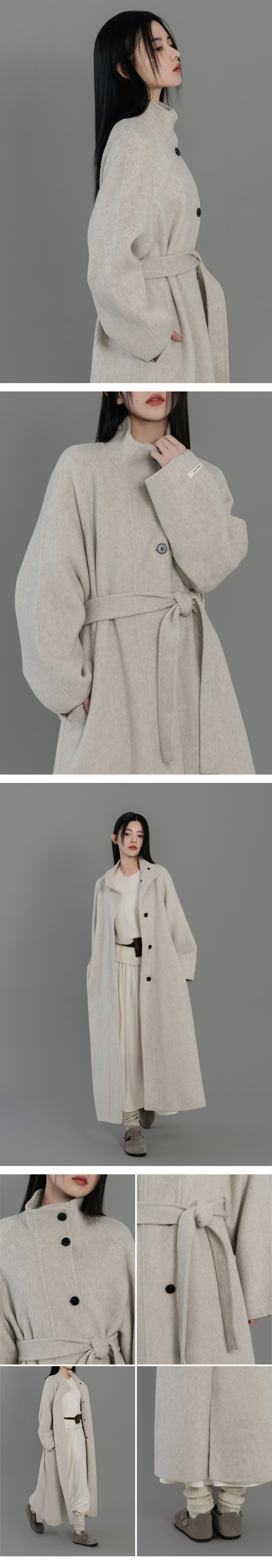 [Made❤BEST🤍Handmade❄오늘출발🚚] 퓨레스트 울100 하이넥 벨트 핸드메이드 코트 - 2color 상세 이미지 6