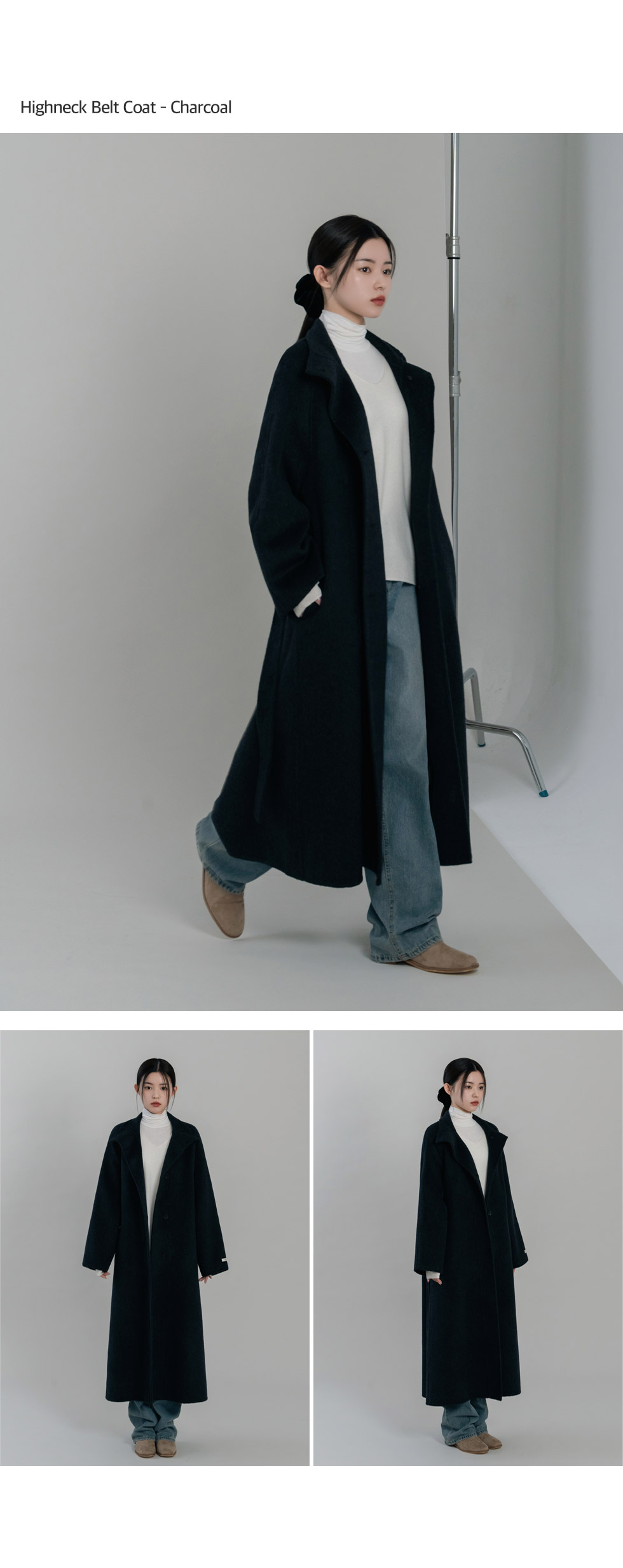 [Made❤BEST🤍Handmade❄오늘출발🚚] 퓨레스트 울100 하이넥 벨트 핸드메이드 코트 - 2color 상세 이미지 7