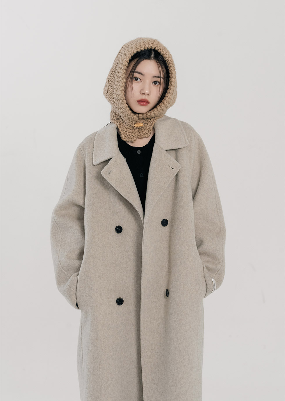 퓨레스트 울100 카라 롱 핸드메이드 코트 - 3color 상세 이미지 2